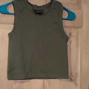 Moa-moa Women's Olive Green Stretch Cropped Tank Top OS